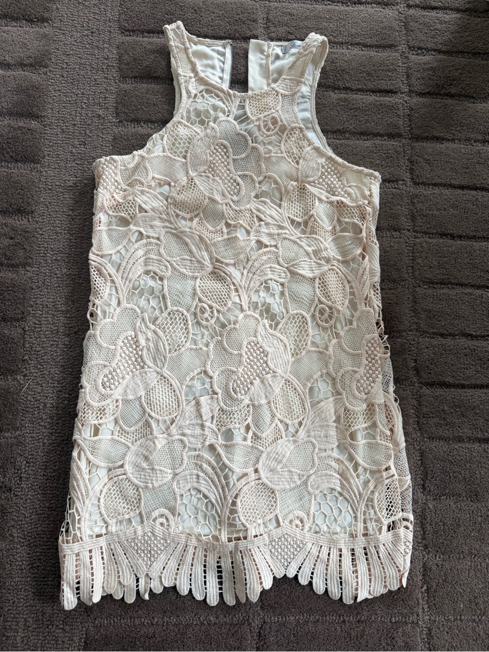 Lovers + Friends Cream Floral Crochet Lace Mini Dress
